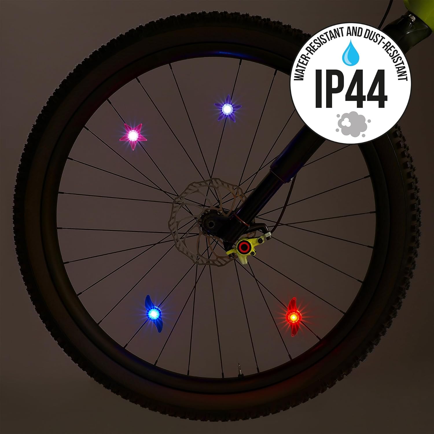 Legami - Set of 2 Bicycle Spoke Lights - Ride & Shine White Light Bike Wheel Lights for Children, Teenagers, Adults, Bright Clips for Bike Spokes, Batteries Included LR1130, Space