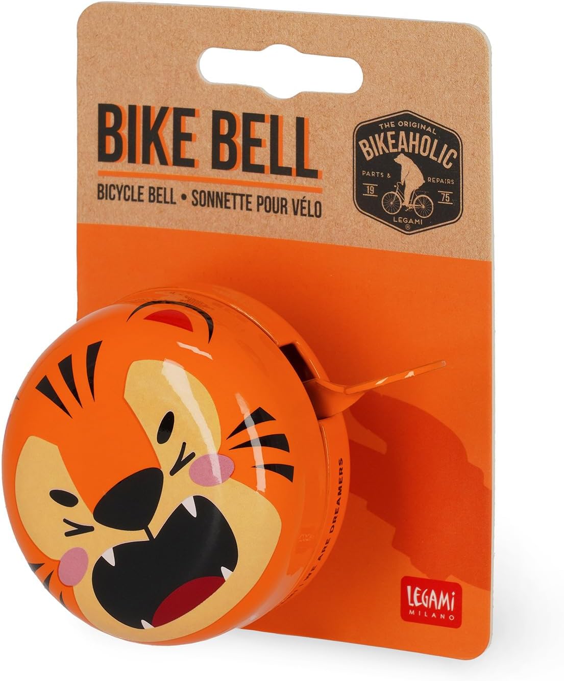 Legami - Bicycle Bell - Bike Bell - Bike Bell for Children, Durable, Tiger Theme