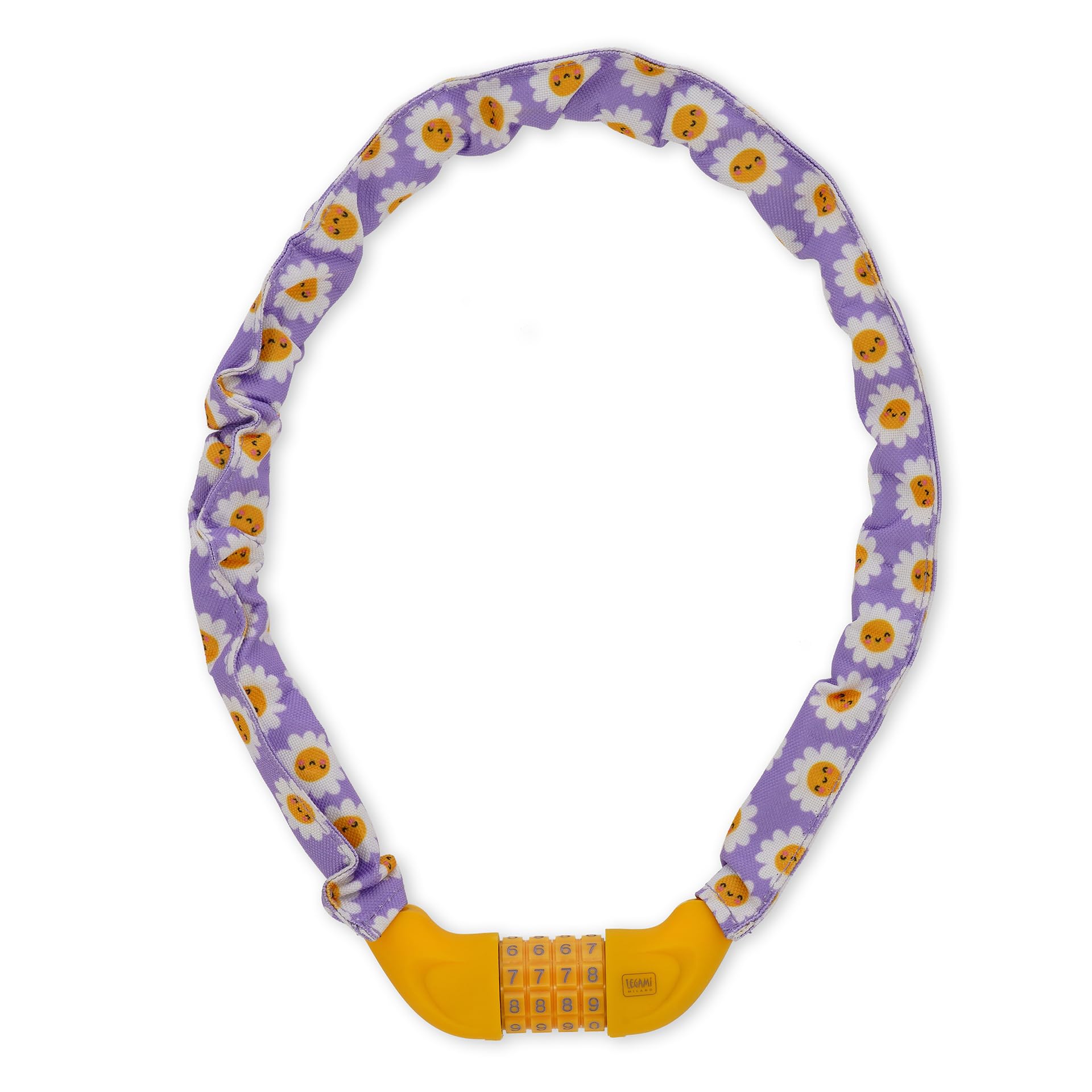 Legami BIL0004 Number Lock, L 75 cm, Water Resistant, Ideal for Bike Lovers, Anti Theft Bicycle, Diameter 1.5 cm, Customisable Combination, Daisy, Purple