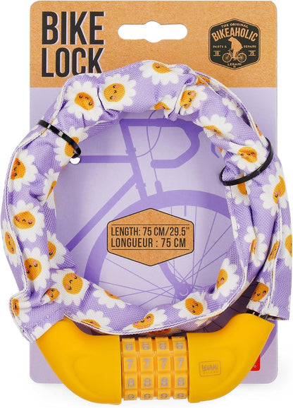 Legami BIL0004 Number Lock, L 75 cm, Water Resistant, Ideal for Bike Lovers, Anti Theft Bicycle, Diameter 1.5 cm, Customisable Combination, Daisy, Purple