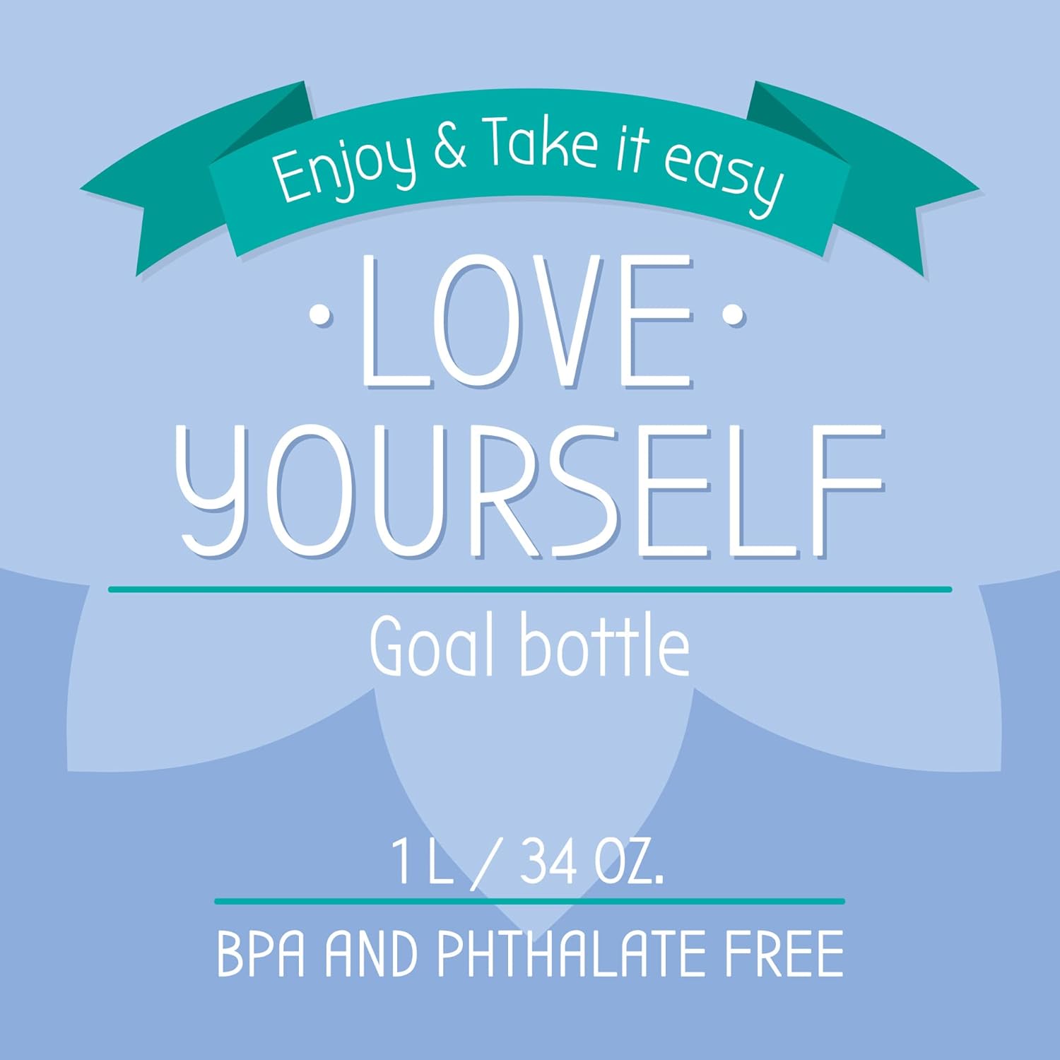 Legami - Borraccia Motivazionale 1L - Love Yourself, Borraccia con Orari per Bere, Ideale per Fare Sport, Idratarsi, Chiusura Ermetica, Riutilizzabile, Resistente, Priva di BPA, con Cannuccia