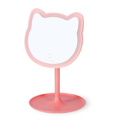 LEGAMI - You Look Purrfect! - Make Up Mirror with Light - Cat Shape - Adjustable Brightness and Tilt, Double Powered by USB or Batteries, for Makeup