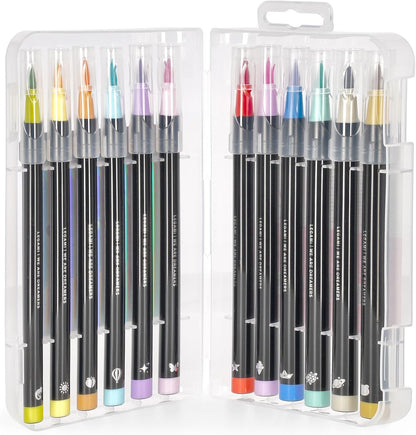 Legami - Set of 12 Brush Markers - Brush Markers, Flexible Tip in Nylon Fibre, Markers 12 Pastel Colours, Fluid Strokes and Variable Widths, Marker Diameter 1 cm