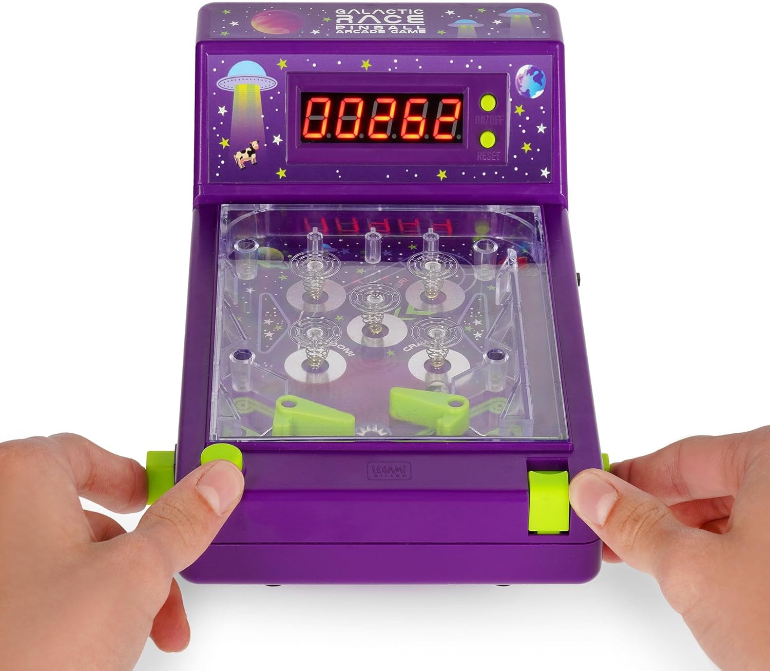 LEGAMI - Pinball Arcade - Galactic Race Vintage Game with Dual Control Lever Electronic Score Counter, Sound and Light, Works with AA Batteries (Not Included