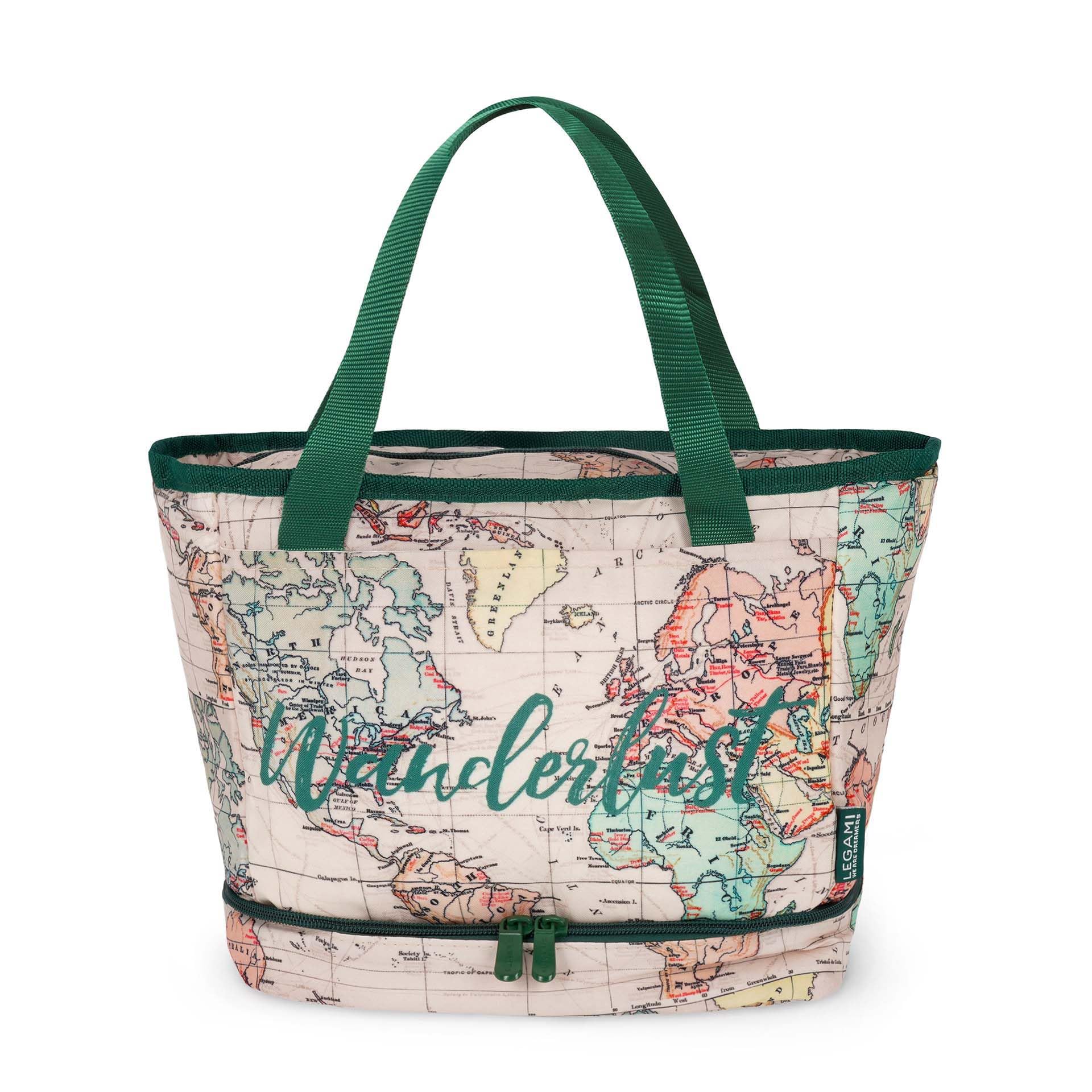 Legami - Insulated Lunch Bag, Insulated Lunch Bag, Office, Work, Large Lunch Bag, 10.8 Litres, Adjustable Strap, Shoulder Bag, Travel Theme, 33 x 22 x 15 cm