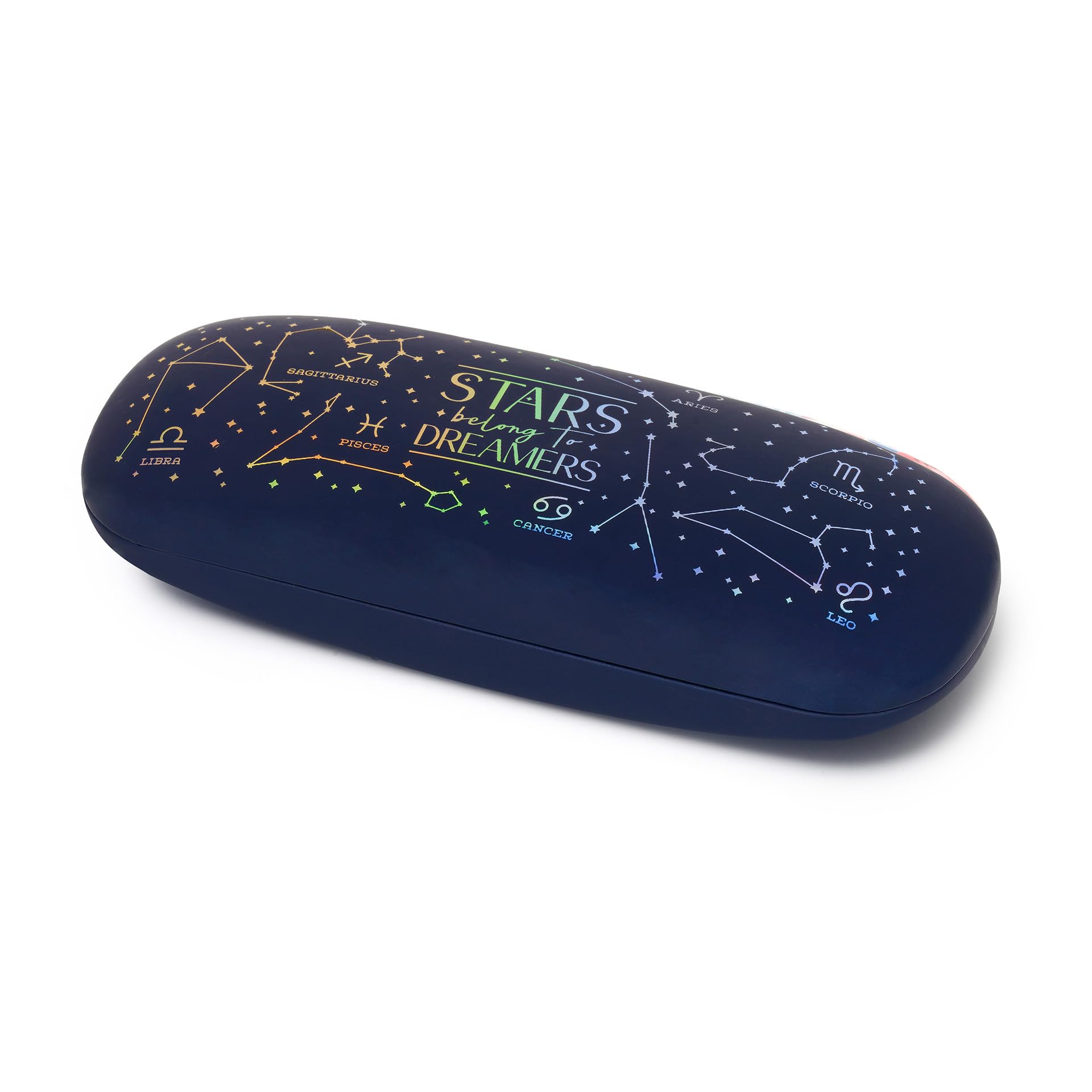 LEGAMI - Secret Box Medium Glasses Case and Pens Stars Theme Hard Metal Case with Spring Clasp and PU Coating Glasses Holder Pen Holder