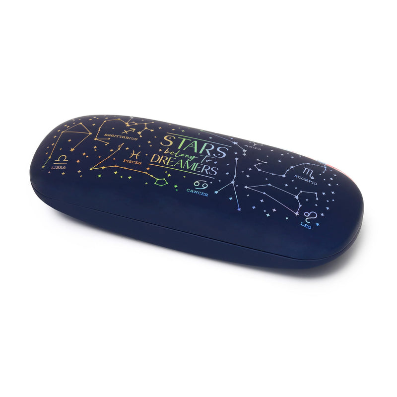 LEGAMI - Secret Box Medium Glasses Case and Pens Stars Theme Hard Metal Case with Spring Clasp and PU Coating Glasses Holder Pen Holder
