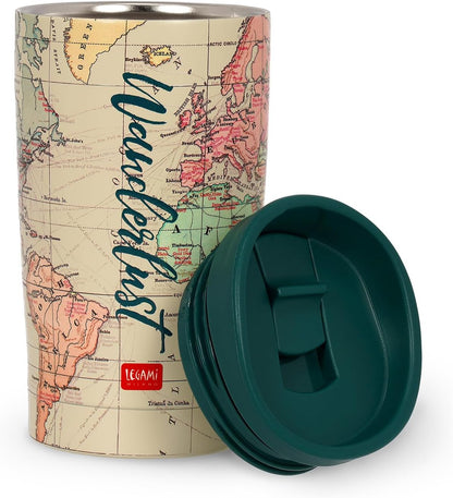LEGAMI - Vacuum Tumbler Hot & Cold, Lightweight and Durable, Stainless Steel, 250 ml Capacity, for All Types of Drinks, with Hermetic Stopper, Travel Theme