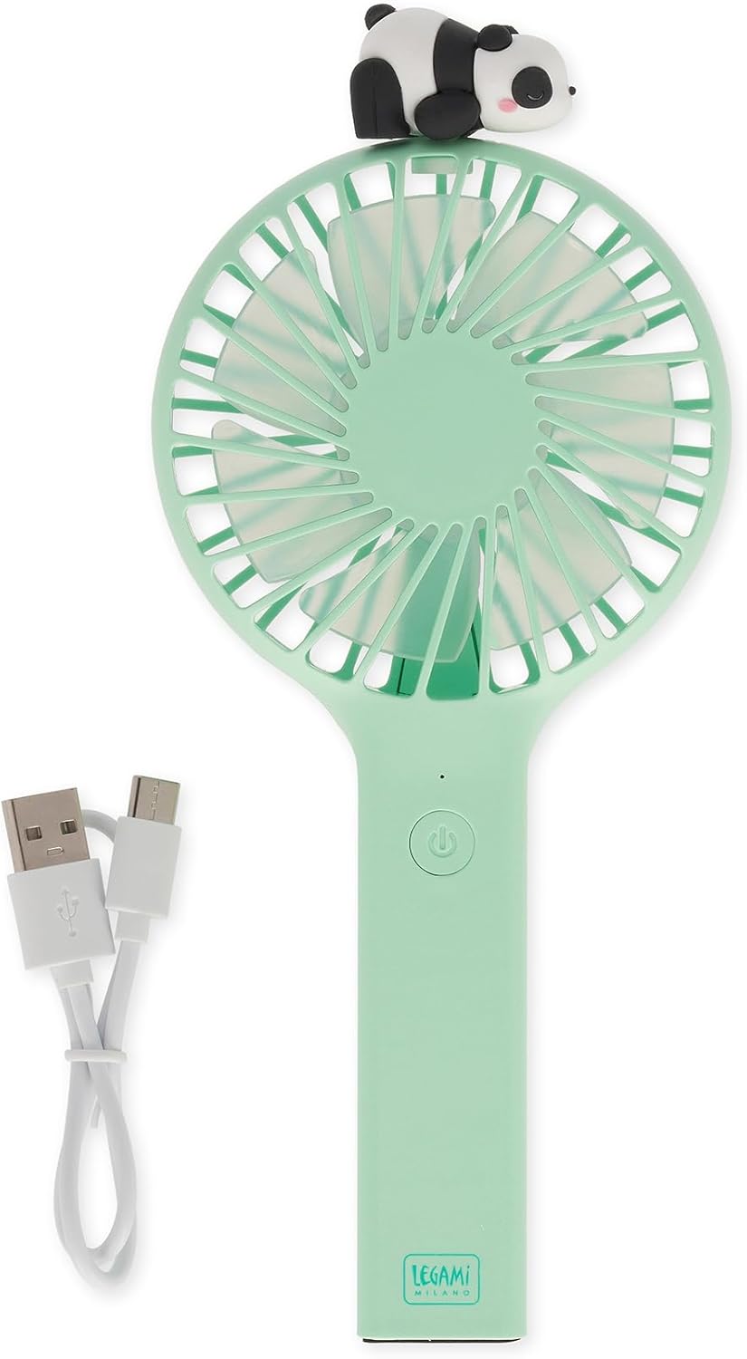 Legami - Mini Ventilatore Portatile Ricaricabile, Mini Fan, Ventilatore Panda Piccolo Tascabile a 3 Velocità, USB Ricaricabile, 6 x 21,5 x 6,6 cm