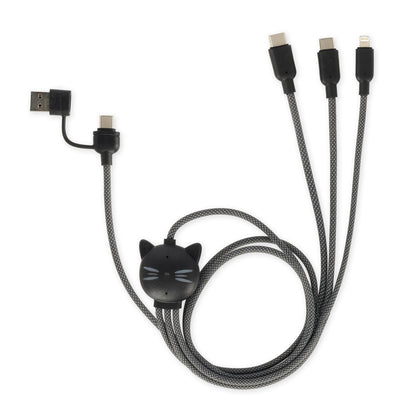 LEGAMI - Three Hugs Kitty 3 in 1 Charging and Sync Cable 5 Ports with Type-C USB Adapter Fast Charge up to 60W/3A Length 120cm