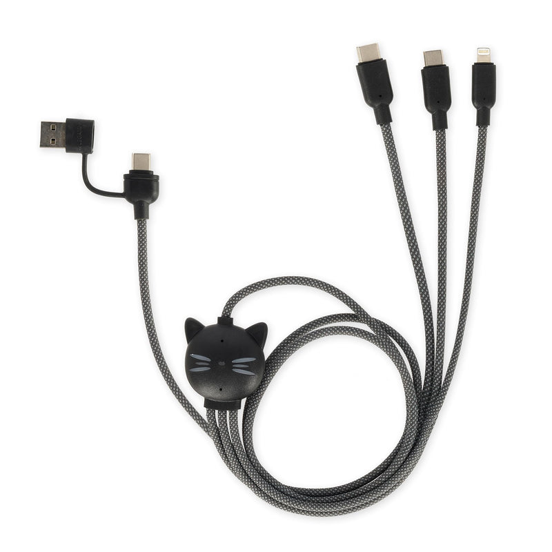 LEGAMI - Three Hugs Kitty 3 in 1 Charging and Sync Cable 5 Ports with Type-C USB Adapter Fast Charge up to 60W/3A Length 120cm