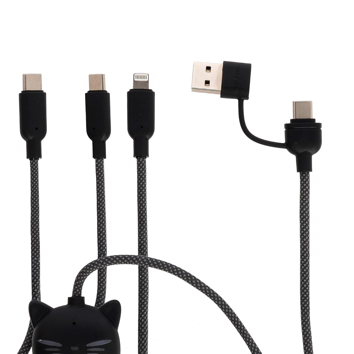 LEGAMI - Three Hugs Kitty 3 in 1 Charging and Sync Cable 5 Ports with Type-C USB Adapter Fast Charge up to 60W/3A Length 120cm