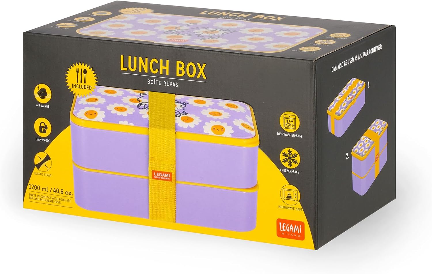 Legami LBD0003 Lunch Box, Polypropylene Silicone Nylon, Purple