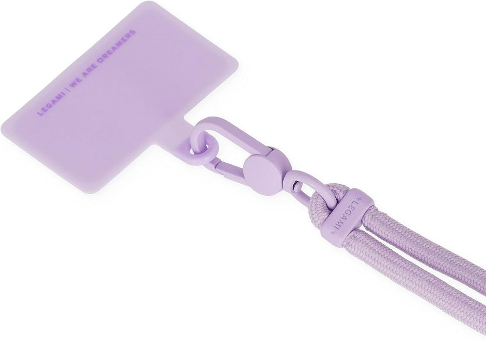 LEGAMI - Always Together, Smartohone Laynard Adjustable Neck Strap with Metal Hook, Secure Closure, Sticker, Lilac, 70 cm