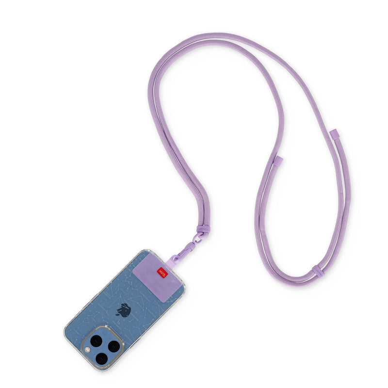 LEGAMI - Always Together, Smartohone Laynard Adjustable Neck Strap with Metal Hook, Secure Closure, Sticker, Lilac, 70 cm