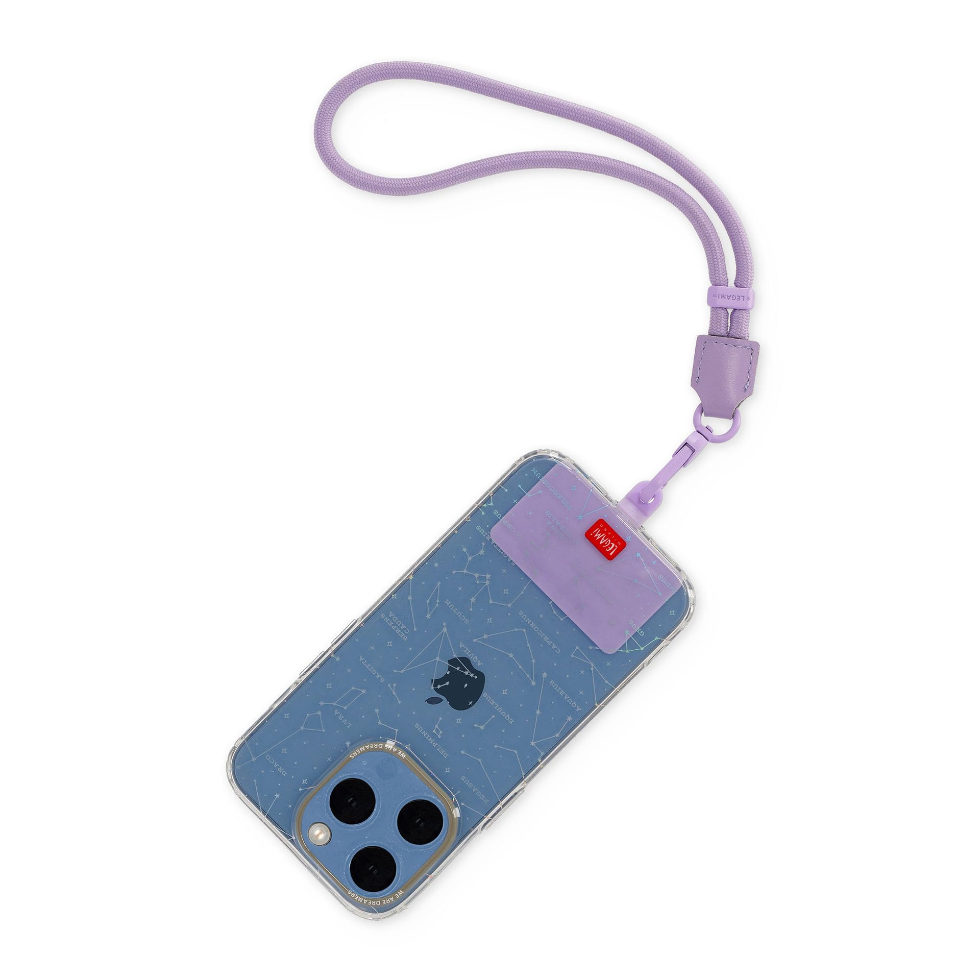 LEGAMI - Always Together, Smartohone Laynard, Adjustable Neck Strap with Metal Hook, Secure Closure, Sticker, Lilac, 27 cm