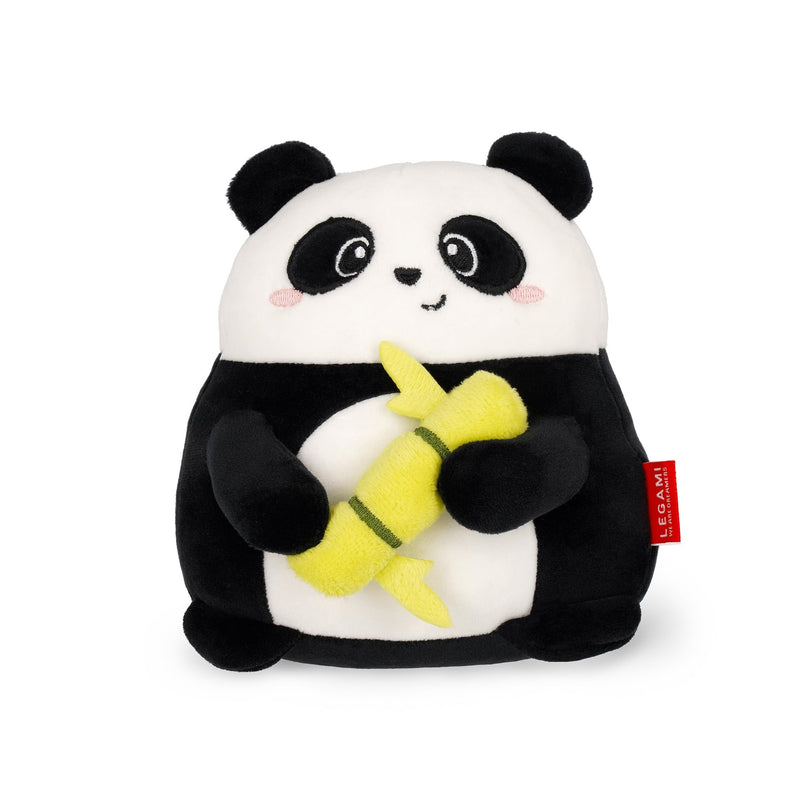 LEGAMI - Super Soft Plush Plush, Panda Theme, Mini Size, with Personalised ID Card, Stands Alone, 14 x 15 x 12 cm, Black