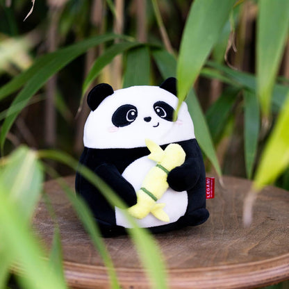 LEGAMI - Super Soft Plush Plush, Panda Theme, Mini Size, with Personalised ID Card, Stands Alone, 14 x 15 x 12 cm, Black