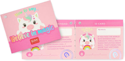 LEGAMI - Super Soft Plush Plush Unicorn Theme, Mini Size, with Personalised ID Card, Stands Alone, 14 x 15 x 12 cm