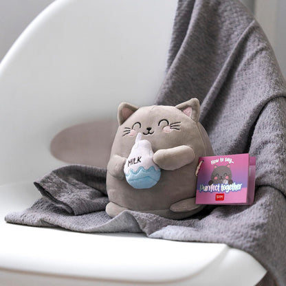 LEGAMI - Super Soft Plush Plush Kitty Theme, Mini Size, with Personalised ID Card, Stands Alone, 14 x 15 x 12 cm, Grey