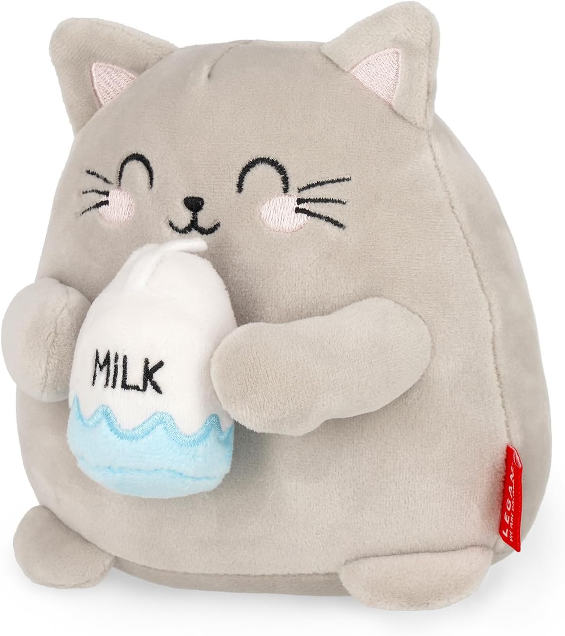 LEGAMI - Super Soft Plush Plush Kitty Theme, Mini Size, with Personalised ID Card, Stands Alone, 14 x 15 x 12 cm, Grey