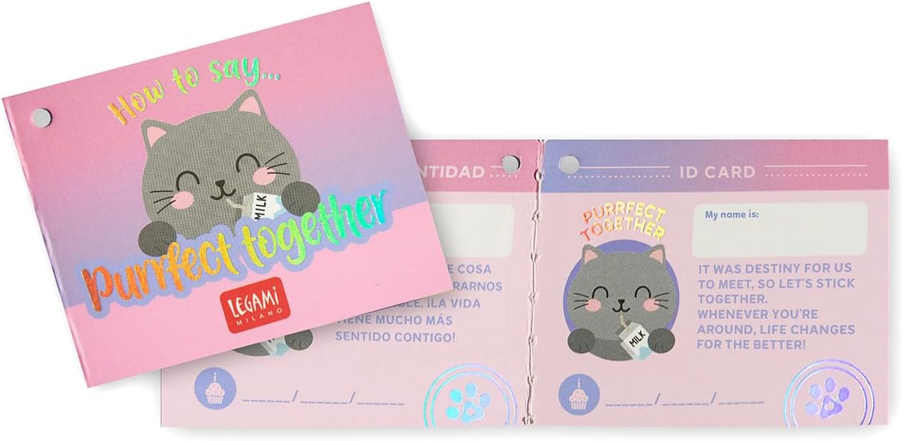 LEGAMI - Super Soft Plush Plush Kitty Theme, Mini Size, with Personalised ID Card, Stands Alone, 14 x 15 x 12 cm, Grey