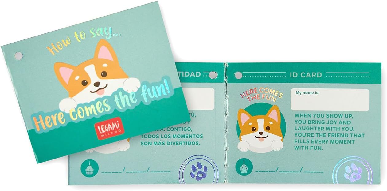 LEGAMI - Super Soft Plush Plush Corgi Theme, Mini Size, with Personalised ID Card, Stands Alone, 14 x 15 x 12 cm, Orange