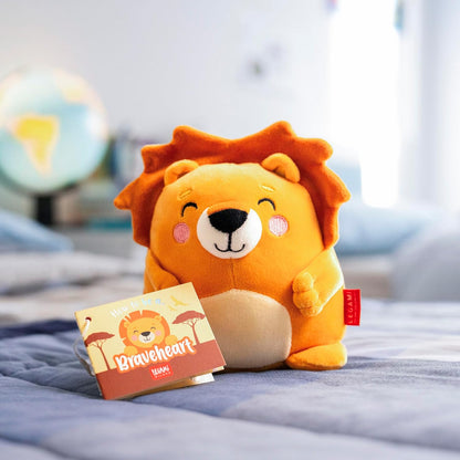 LEGAMI - Super Soft Plush Plush, Lion Theme, Mini Size, with Personalised ID Card, Stands Alone, 14 x 15 x 12 cm, Orange