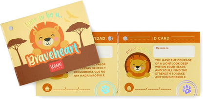LEGAMI - Super Soft Plush Plush, Lion Theme, Mini Size, with Personalised ID Card, Stands Alone, 14 x 15 x 12 cm, Orange