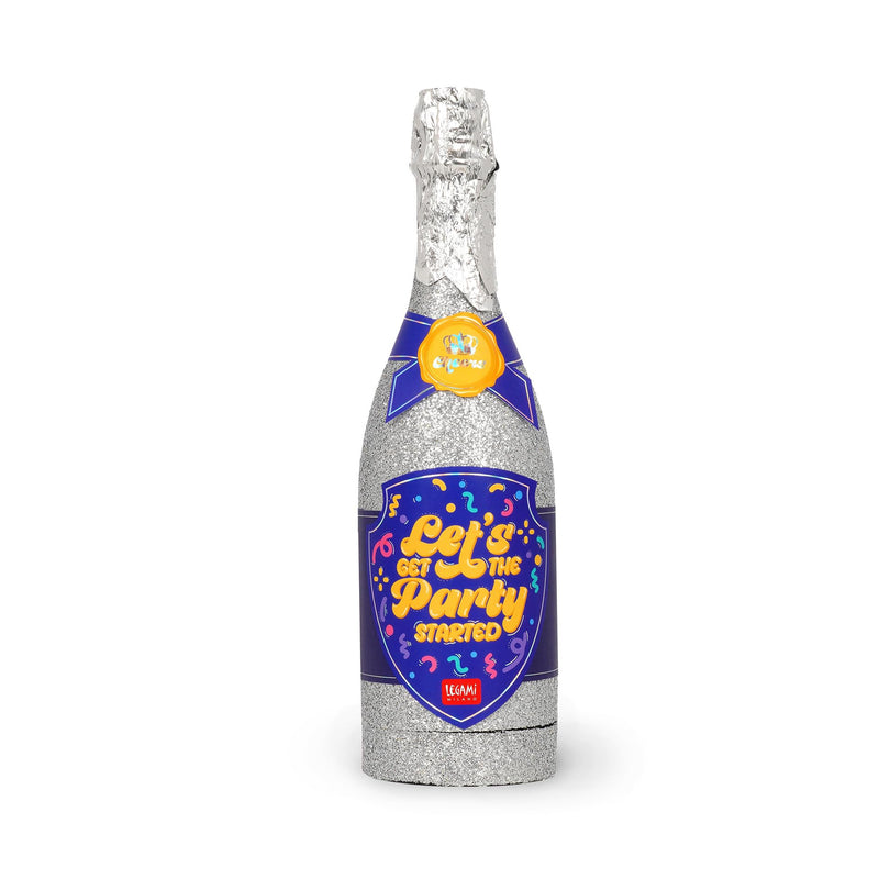 Legami - Maxi Bottle Party Popper, Bottle Confetti, Colour Silver, Product with Vacuum Contents, Multicoloured Paper Confetti