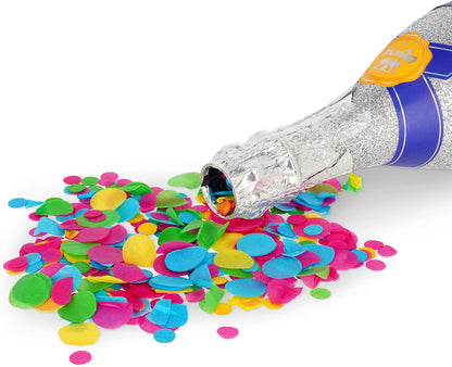 Legami - Maxi Bottle Party Popper, Bottle Confetti, Colour Silver, Product with Vacuum Contents, Multicoloured Paper Confetti