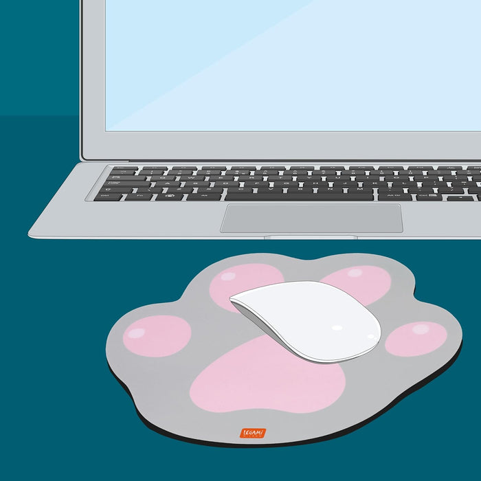 LEGAMI - Mouse Mat with Anti-Dust and Anti-Glare PVC Surface - Non-slip Rubber Backing - Kitty - 8.8" x 9.2"