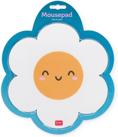 LEGAMI - Mouse Mat Mouse Mat with Dust and Anti-Glare PVC Surface, Non-Slip Rubber Base, Daisy Motif, 8.8 x 9.2 Inch