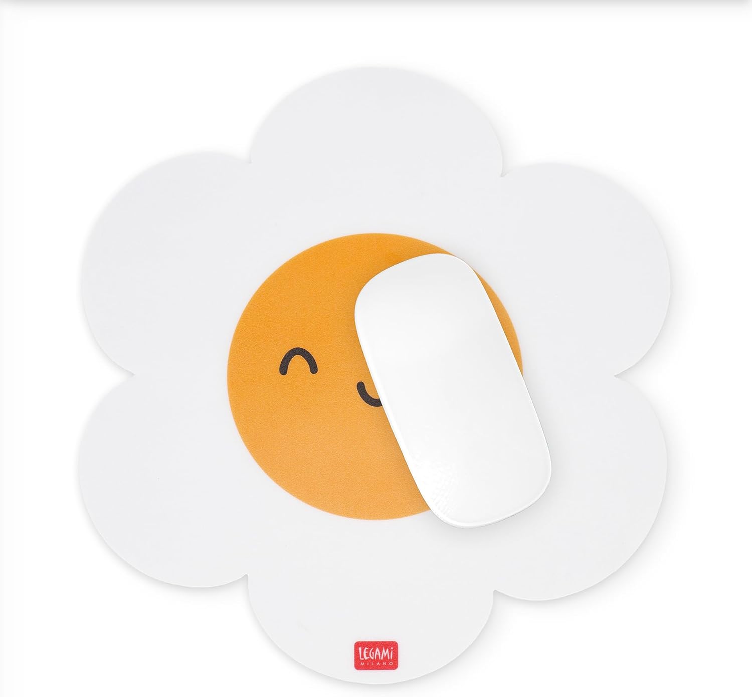 LEGAMI - Mouse Mat Mouse Mat with Dust and Anti-Glare PVC Surface, Non-Slip Rubber Base, Daisy Motif, 8.8 x 9.2 Inch