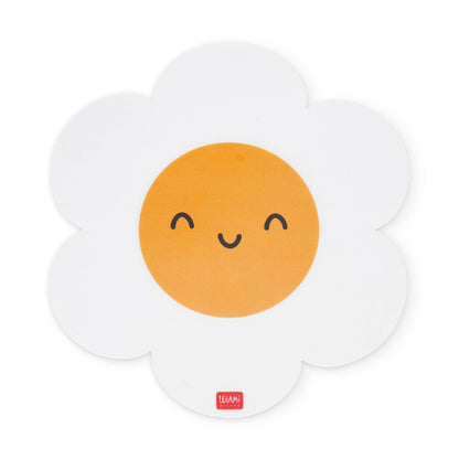 LEGAMI - Mouse Mat Mouse Mat with Dust and Anti-Glare PVC Surface, Non-Slip Rubber Base, Daisy Motif, 8.8 x 9.2 Inch
