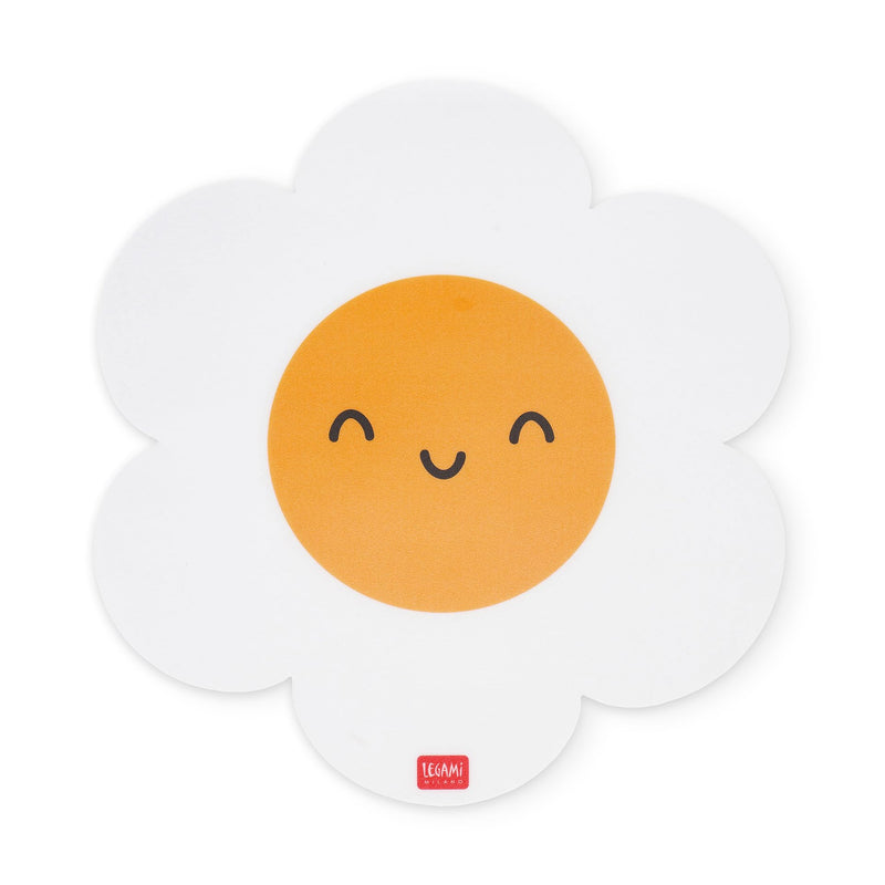 LEGAMI - Mouse Mat Mouse Mat with Dust and Anti-Glare PVC Surface, Non-Slip Rubber Base, Daisy Motif, 8.8 x 9.2 Inch