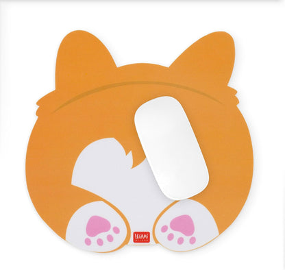 LEGAMI - Mousepad, Mouse Mat with Dust and Anti-Glare PVC Surface, Non-Slip Rubber Base, Corgi Motif, 8.8 x 9.2 Inch