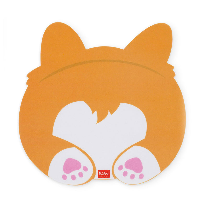 LEGAMI - Mousepad, Mouse Mat with Dust and Anti-Glare PVC Surface, Non-Slip Rubber Base, Corgi Motif, 8.8 x 9.2 Inch
