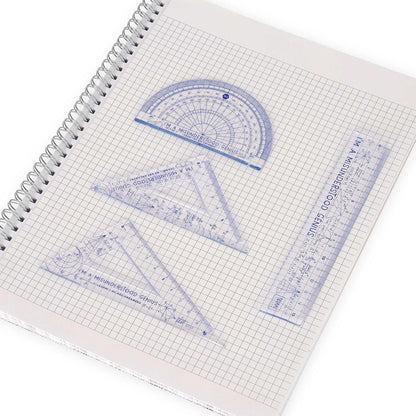 Legami - Geometry Set with 15 cm Ruler, 10 cm 60° Square, 180° Protractor for School, Includes Case, Flexible Material, Genius Motif
