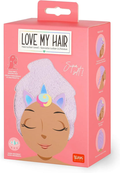 Legami Hair Turban Towel - Love My Hair - Unicorn
