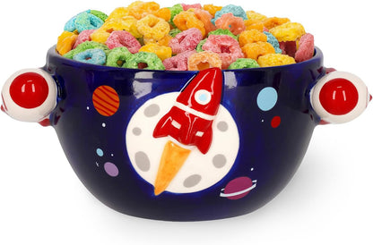 Legami - Stoneware Mug for Cereals Good Morning! Space Theme, Breakfast Cup, Microwave-Safe, Dishwasher Safe, Capacity up to 400 ml, 12 x 9 cm