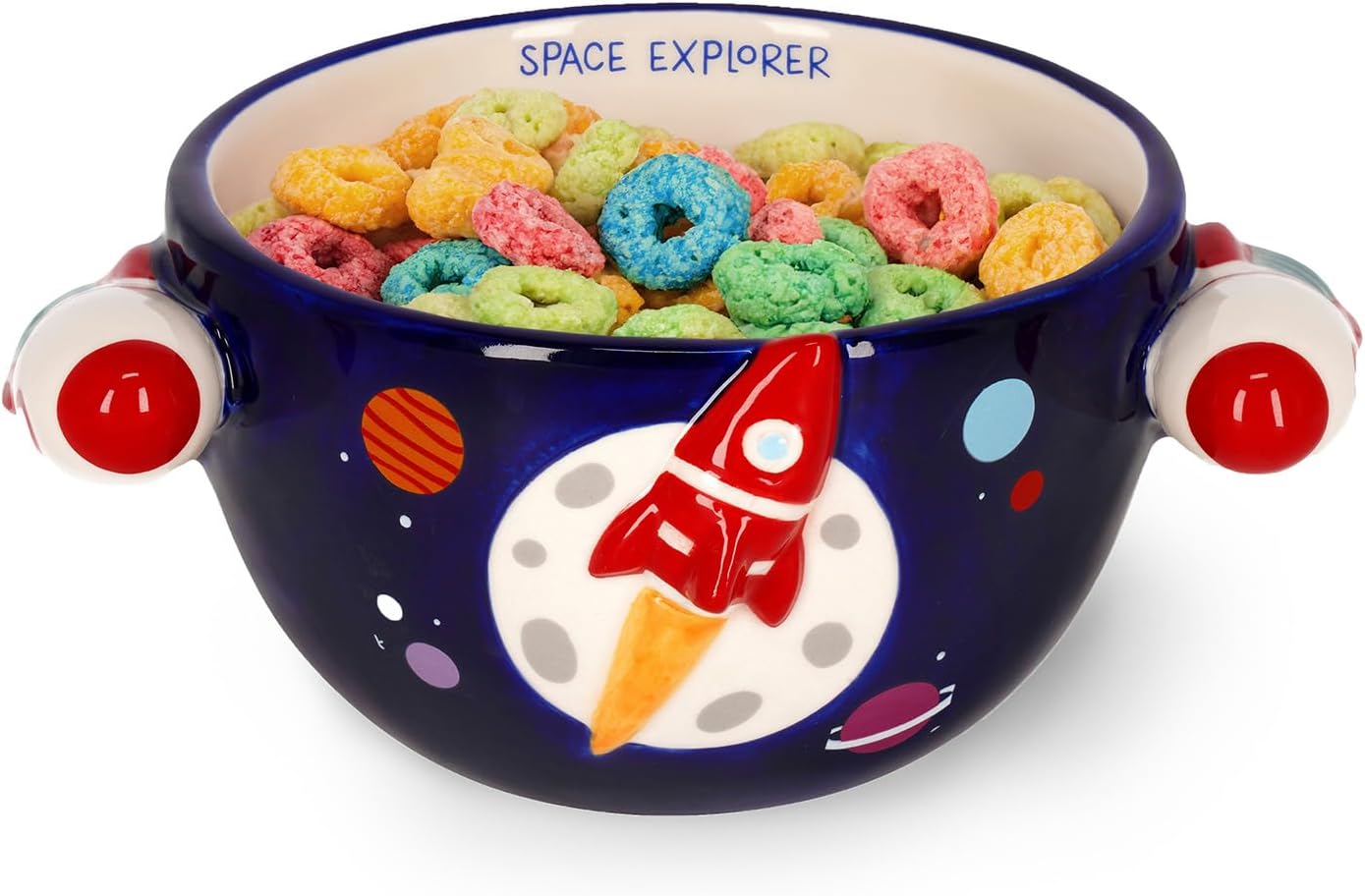 Legami - Stoneware Mug for Cereals Good Morning! Space Theme, Breakfast Cup, Microwave-Safe, Dishwasher Safe, Capacity up to 400 ml, 12 x 9 cm