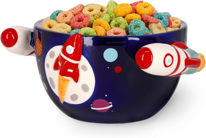 Legami - Stoneware Mug for Cereals Good Morning! Space Theme, Breakfast Cup, Microwave-Safe, Dishwasher Safe, Capacity up to 400 ml, 12 x 9 cm