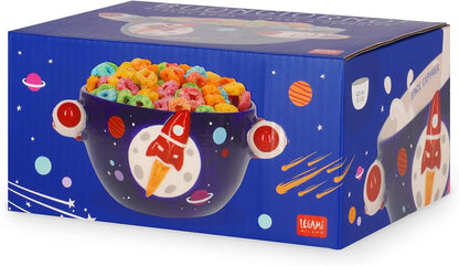 Legami - Stoneware Mug for Cereals Good Morning! Space Theme, Breakfast Cup, Microwave-Safe, Dishwasher Safe, Capacity up to 400 ml, 12 x 9 cm
