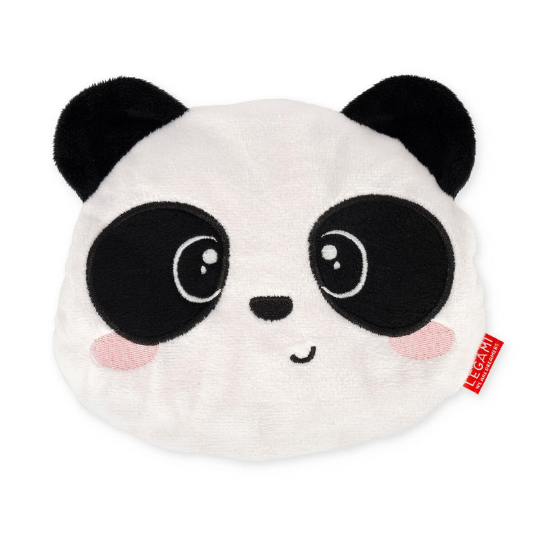 Legami - Mini Thermal Cushion with Flax Seed, Warm Cuddles, Flax Seed, Lavender Fragrance, Polyester and Cotton, Gives Relaxation, Panda Theme, Use in Microwave, Fridge or Microwave, 18 x 19 x 2.5 cm