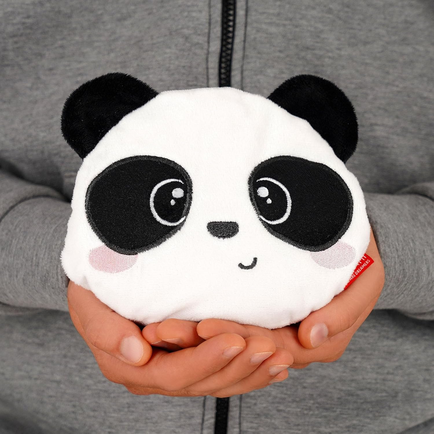Legami - Mini Thermal Cushion with Flax Seed, Warm Cuddles, Flax Seed, Lavender Fragrance, Polyester and Cotton, Gives Relaxation, Panda Theme, Use in Microwave, Fridge or Microwave, 18 x 19 x 2.5 cm