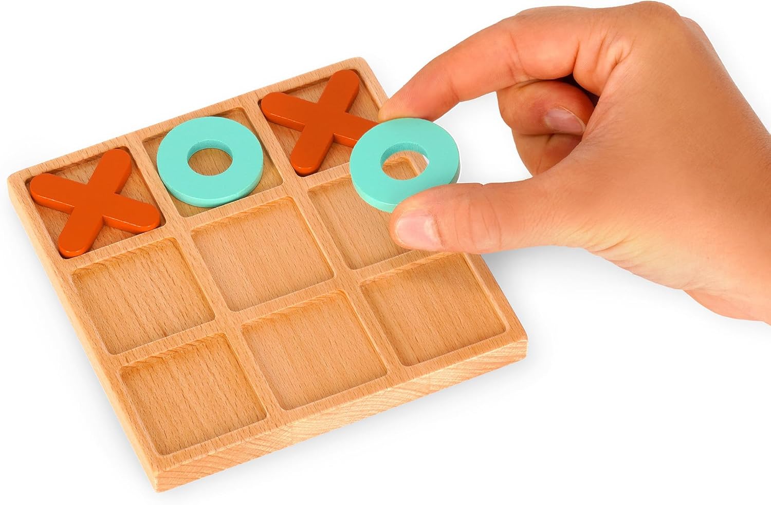 Legami - Tic-Tac-Toe Trio with 10 Tiles, Game Guide with Instructions Included, Beech Wood Board, MDF Tiles, Case Included, 14 x 14 x 2.8 cm