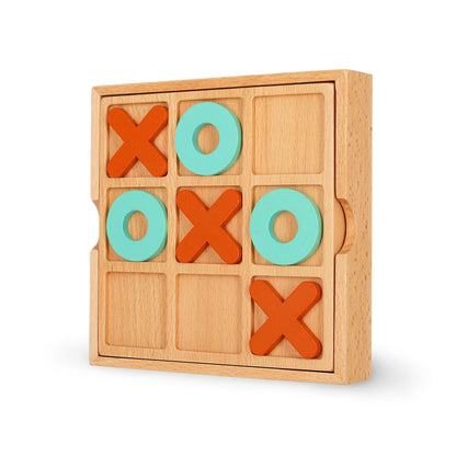 Legami - Tic-Tac-Toe Trio with 10 Tiles, Game Guide with Instructions Included, Beech Wood Board, MDF Tiles, Case Included, 14 x 14 x 2.8 cm