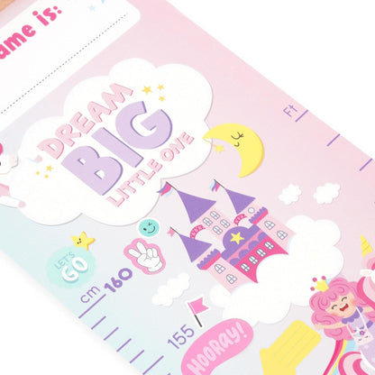 Legami - Metro de pared Dream Big Little One, metro colgante para medir la altura de los niños, hasta 160 cm, 41 pegatinas incluidas, con listones de madera, tema Unicorn