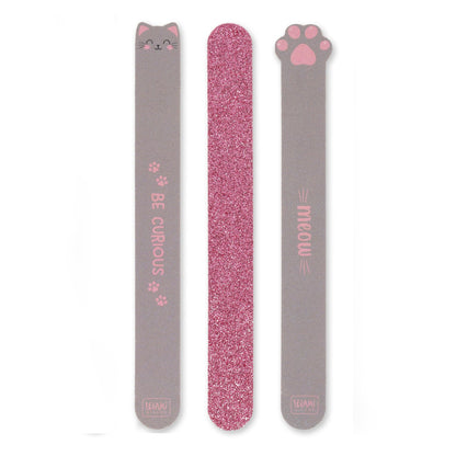 Legami - Set of 3 Nail Files - Kitty Nails Before Males, 3 Files for Shortening, Filing and Shaping All Types of Nails for a Precise Manicure - 2 x 18 cm